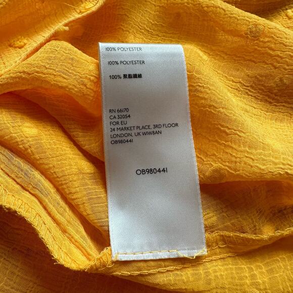 Anthropologie Haida dark yellow Swiss dot peasant ruffle top size L - Picture 10 of 13